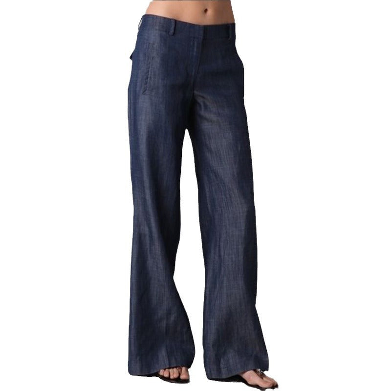 Womens Retro Striped Cotton-Linen Casual Pants