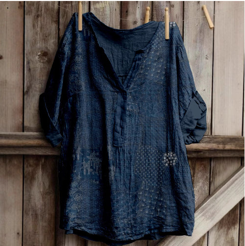 Loose-fit Printed Casual Plus-size Top For Women