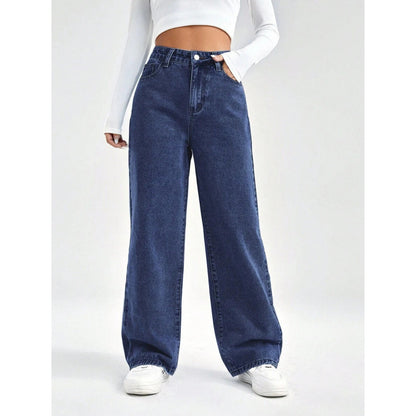 Womens Stylish Loose-fit Slimming American-style Washed Denim Jeans
