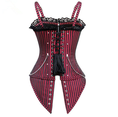 Striped Zippered Boning Shapewear For Women