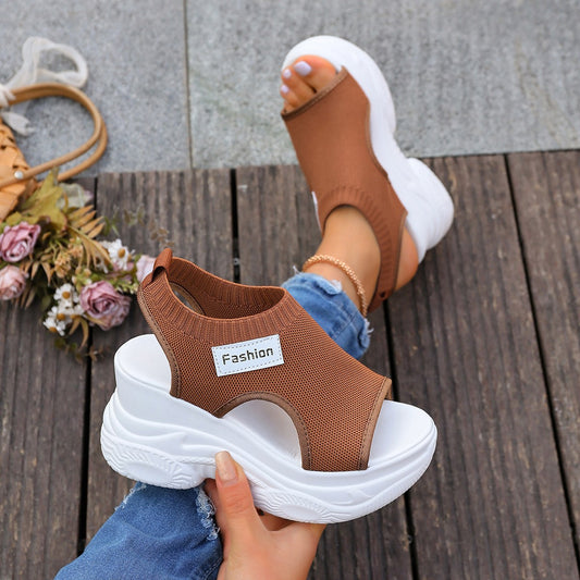 Women's Casual Fish-mouth Chunky Wedge Sandals