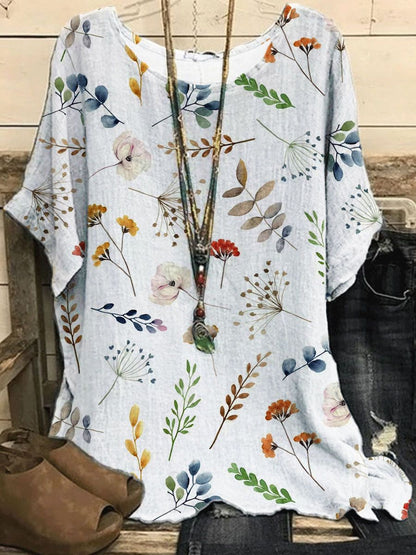 Women's Casual Loose Fashionable Short-Sleeve Printed Crew-Neck Top