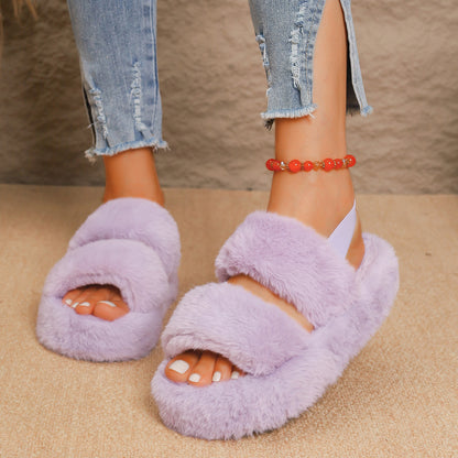 New Plus-Size Fuzzy Sandals For Women
