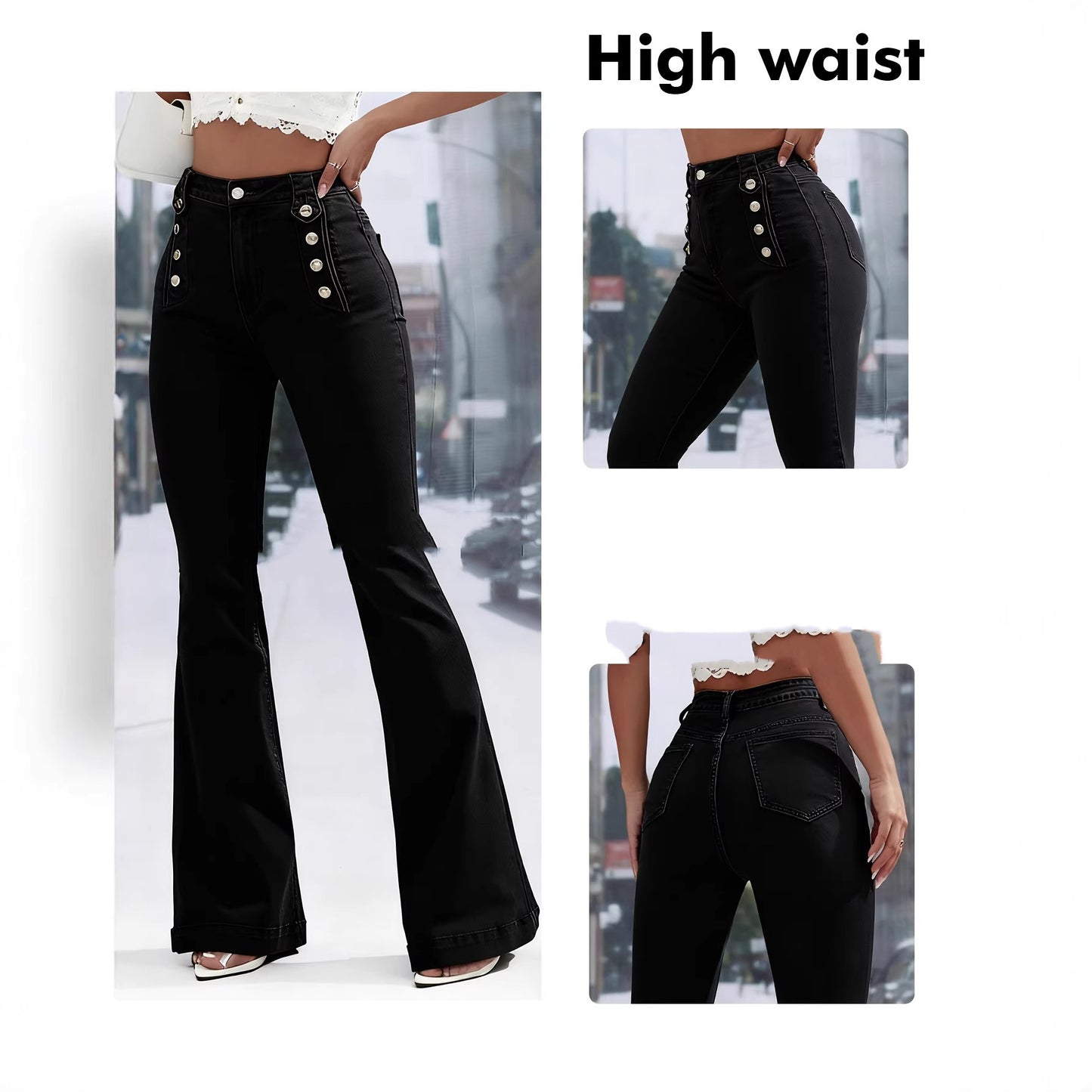 Brand-new Button-fly Washed Stretch Denim Jeans