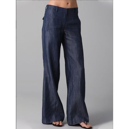 Womens Retro Striped Cotton-Linen Casual Pants