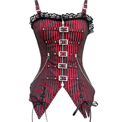 Striped Zippered Boning Shapewear For Women