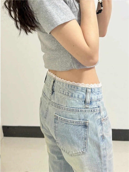 Women's Washed Slim Flared Trousers