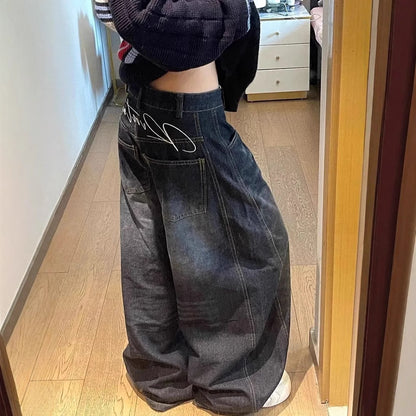 Womens Versatile Retro Washed-and-distressed Denim Jeans In American Style