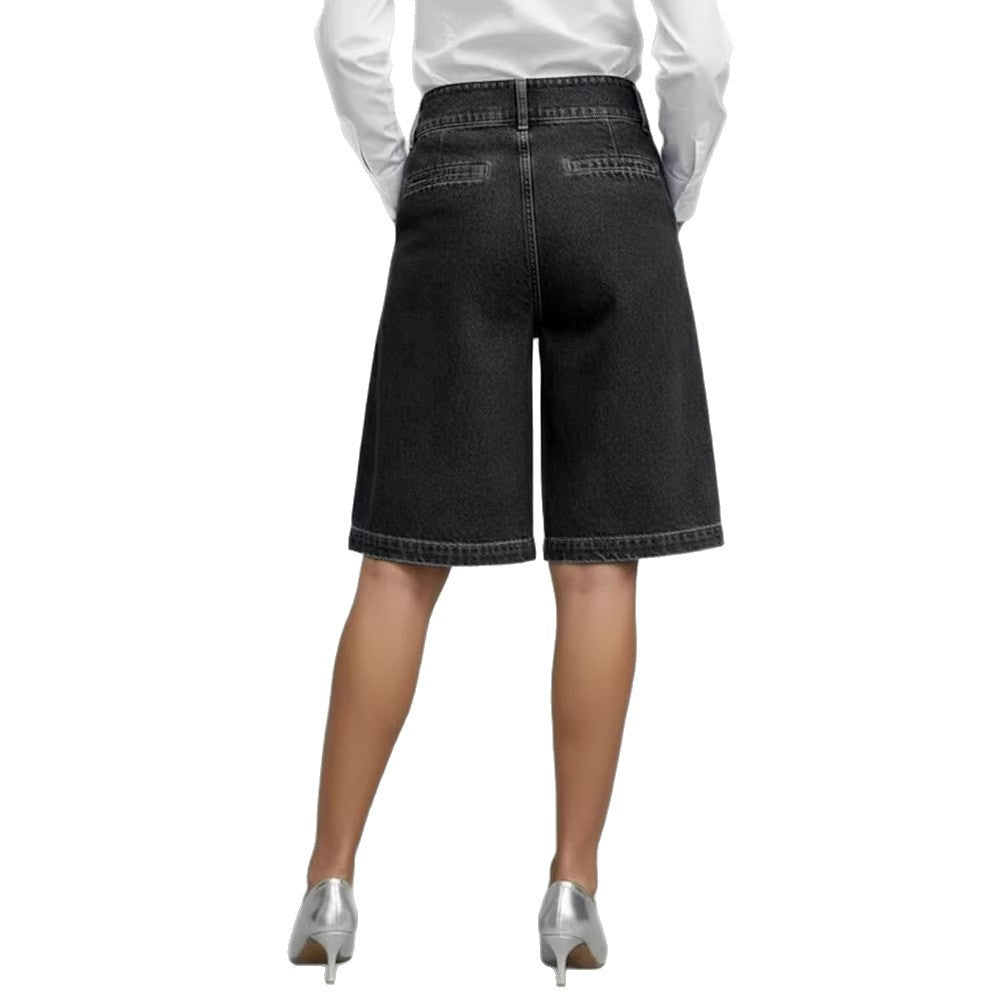 Women's Imitation Denim Asymmetric Cropped Pants