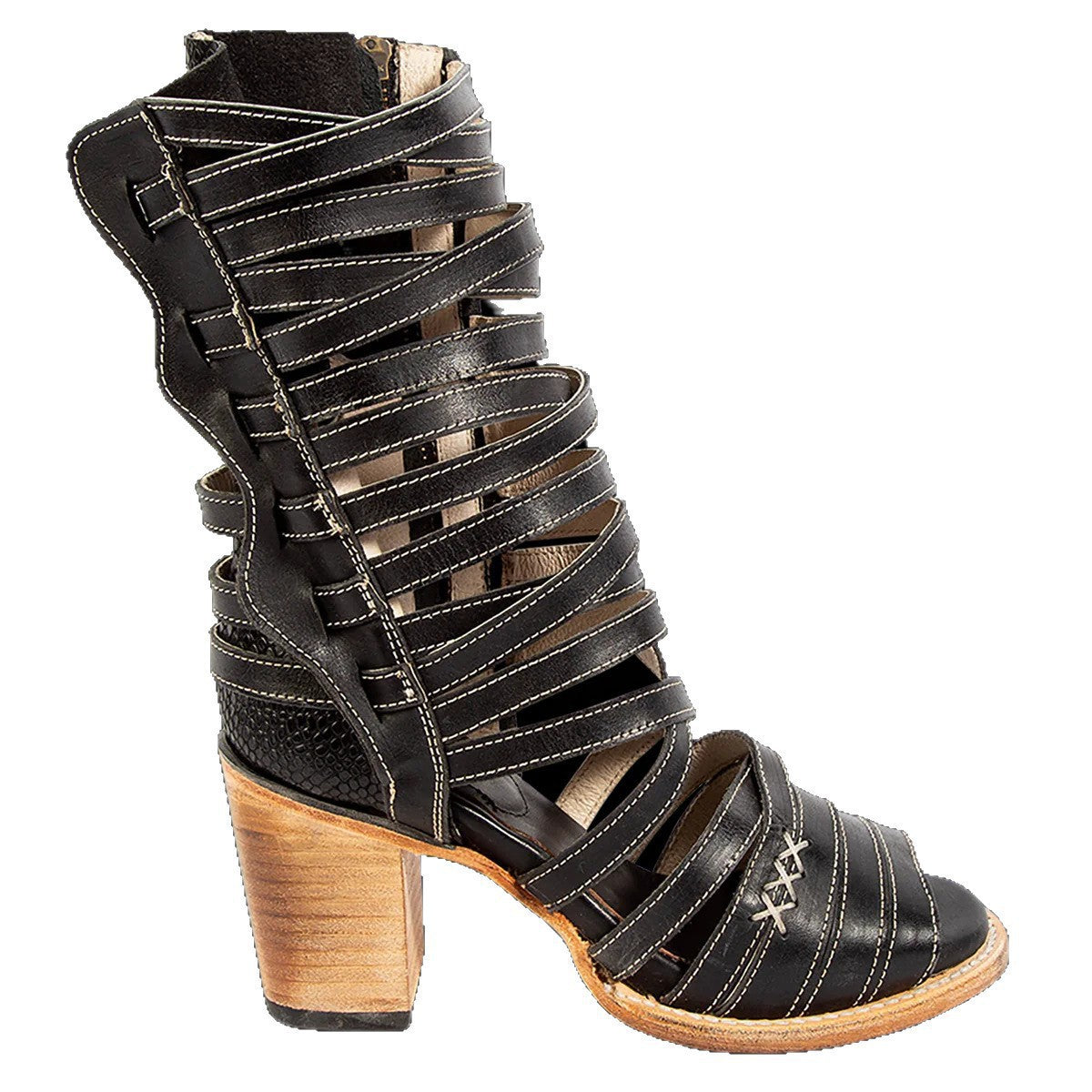 Womens Retro Stiletto-Strap Cutout Sandals